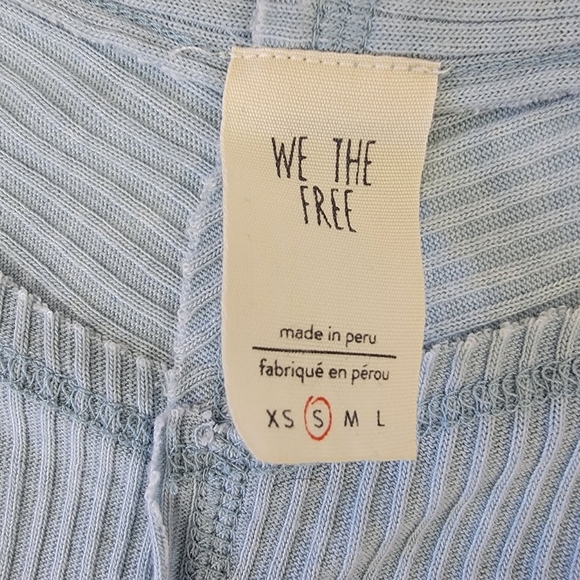 Free People We The Free Light Blue Long Sleeve Relaxed Fit Ribbed Knit Top S - Picture 7 of 10
